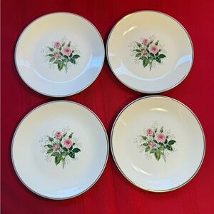 Set of 4 Vintage 1950s Unmarked Sabin “Cathy Rose” Bread and Butter Plates